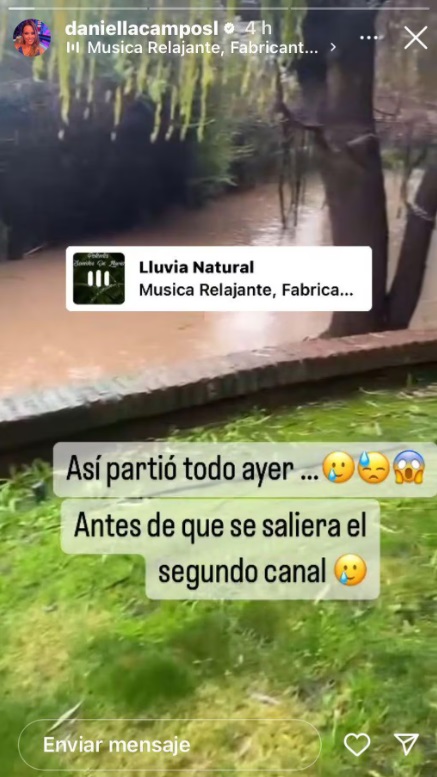 Historia de Daniella Campos y efectos de las lluvias en su casa (Instagram @daniellacamposl)