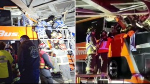 Bus de dos pisos choca contra puente ferroviario y queda atrapado en San Bernardo: Hay un lesionado