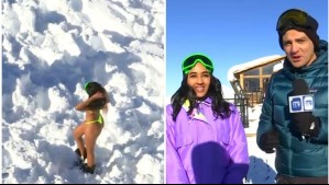 'Hay que ser bien valiente': Captan en 'Mucho Gusto' a turista tomándose fotos en traje de baño a -6 °C en Farellones