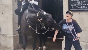 Video muestra el momento en que una mujer es mordida por un caballo de la Guardia Real en Londres