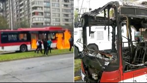 Encapuchados queman bus Red a metros de mall en Ñuñoa