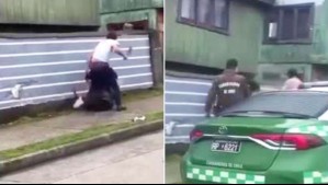 Ambos fueron detenidos: Video muestra riña en que un hombre amenazó al otro con un machete en Calbuco