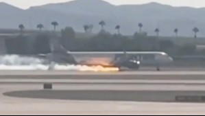 Avión se incendia durante aterrizaje de emergencia en aeropuerto de Las Vegas