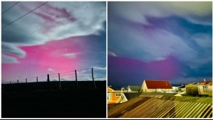 Captan auroras australes en el cielo nocturno de Punta Arenas