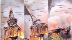 Video capta momento exacto en que cae una de las torres de la iglesia de San Francisco de Iquique