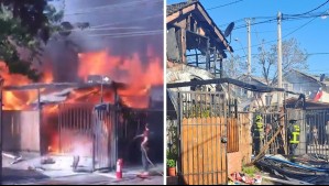 Incendio en Maipú deja cuatro casas contiguas completamente consumidas por las llamas