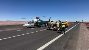 Un muerto y tres lesionados en choque frontal en la Ruta 5 en Pozo Almonte: Carabineros evacuó a herido en helicóptero