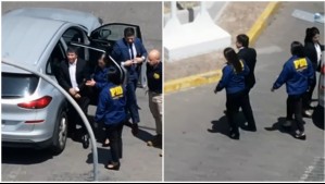 Dron de Meganoticias capta a Manuel Monsalve esposado ingresando a cuartel de la PDI