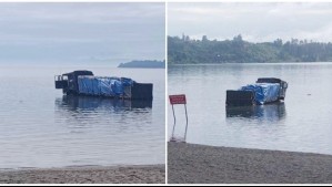 Video muestra caída de un camión en medio del Lago Llanquihue tras accidente de tránsito en Frutillar