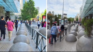 Molestia por instalación de esferas de concreto en la vereda del Costanera Center: ¿Para qué sirven?