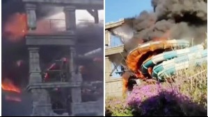 Video muestra devastador incendio en un parque acuático de España