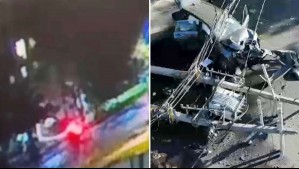 Video muestra momento en que conductor ebrio arrasa con postes en Providencia