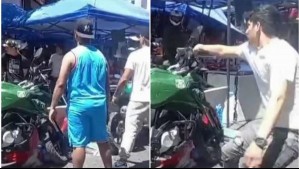 Videos muestran brutal agresión de ambulantes a carabineros en Meiggs: Les tiraron las motos al suelo