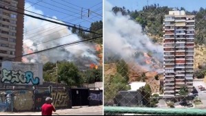 Incendio en ladera del Cerro San Cristóbal se encuentra cercano a edificios de departamentos