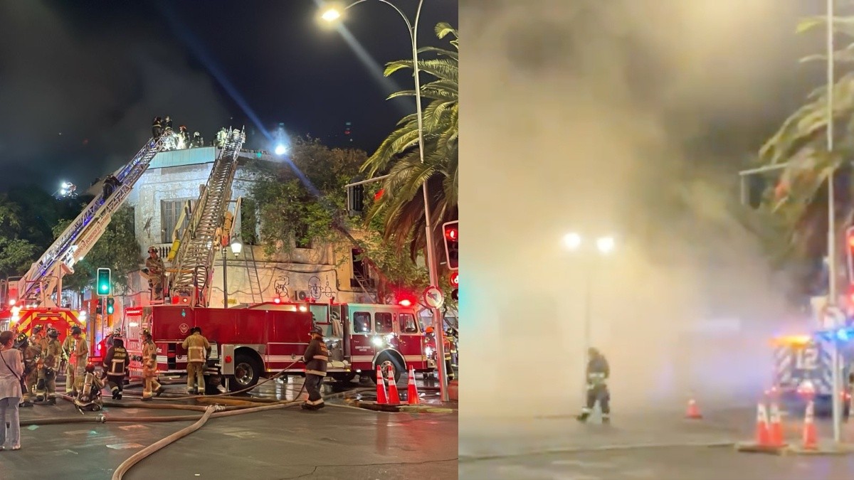 Incendio en locales comerciales de Santiago deja un adulto mayor fallecido y siete bomberos lesionados