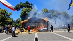 Video capta momento en que incendio destruye pesebre en plaza de Concepción