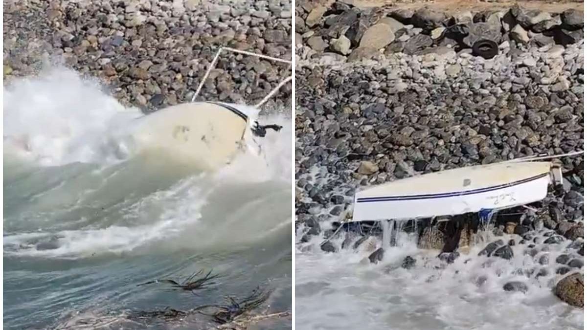 Video muestra yate volcado y completamente destruido tras marejadas en Valparaíso