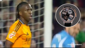 Vinicius luce su exclusivo y millonario reloj: Fabricado en oro rosa, decorado con diamantes y con música incorporada