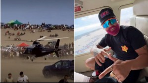 'Así llega un verdadero rockstar': Cantante argentino aterriza helicóptero en playa repleta de gente