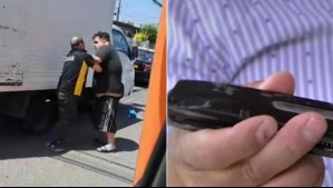 Grabación muestra robo a camión repartidor: Trabajador forcejeó con el delincuente y le quitó al arma