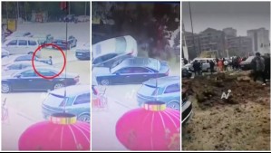 Video muestra cómo niño provoca enorme explosión tras lanzar petardos a una alcantarilla en China