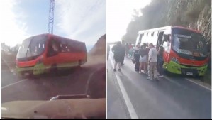 Impactante choque de micro contra cerro en Valparaíso: Pasajeros casi cayeron a un barranco