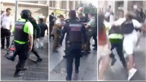 Video muestra brutal agresión de ambulantes a funcionarios municipales en Plaza de Armas de Santiago