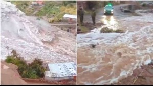 Videos capturan desborde del río Caspana: Caudal arrasa con puente y deja aislados a vecinos del sector