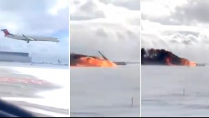 Video muestra el momento exacto en que avión sufre accidente y se vuelca en el aeropuerto de Toronto