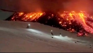 Impactante video muestra a personas esquiando junto a lava del volcán Etna