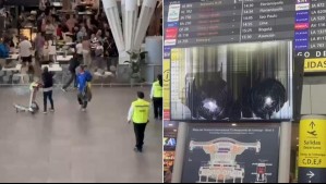 Videos muestran momento de furia de hombre que rompió al menos 30 pantallas en el aeropuerto de Santiago