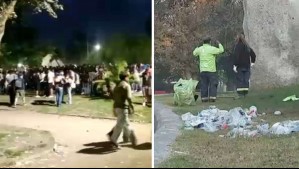Lleno de basura y con botellas a la vista: Videos muestran cómo quedó el Parque Almagro tras masiva fiesta universitaria