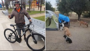 La historia del turista argentino que desde hace años recorre Chile y Sudamérica en bicicleta con sus cinco perros