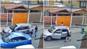 Video muestra violento portonazo a familia en Quilicura: Conductor fue agredido y casi se llevan a su perro