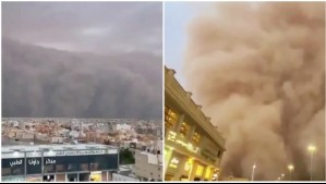 Videos muestran gigantesca tormenta de arena que cubrió por completo y dejó a oscuras a ciudad de Arabia Saudita