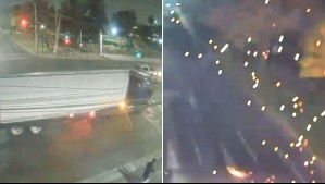 Saltaron chispas a otros autos: Video muestra momento en que camión arrasa con cinco postes en Las Condes