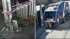 Camión de basura chocó un poste y amenaza con caer a casas de Maipú: Alcalde Vodanovic aclara que reposición depende de Enel