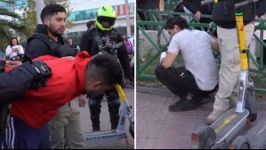 Video muestra a guardias municipales en scooters atrapando a delincuentes que robaban celulares en La Florida