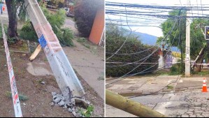 Camión arrasó con poste de luz y dejó a vecinos sin suministro eléctrico en Puente Alto