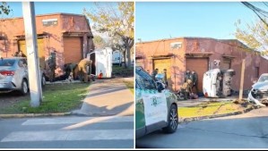 Video muestra colisión entre auto que escapaba de Carabineros y un vehículo particular en San Joaquín