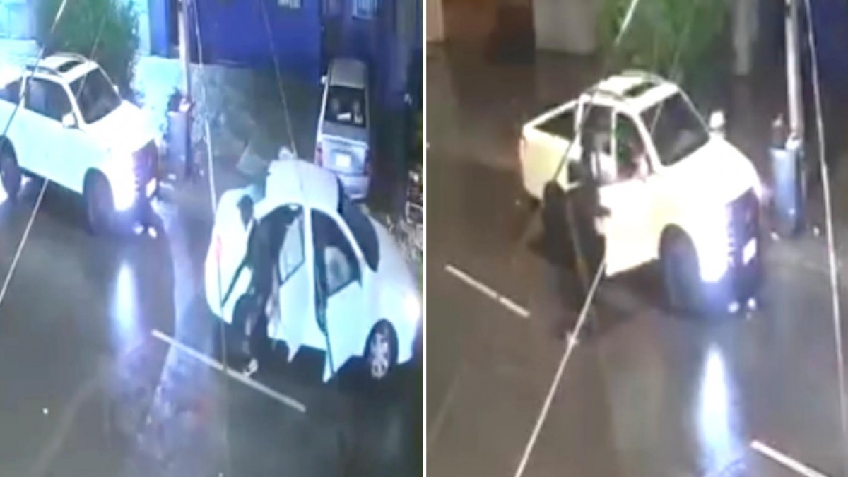 Video muestra violento portonazo a padre que esperaba a su hijo bajo intensa noche de lluvia en Quinta Normal