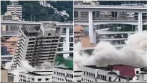 Video muestra momento exacto en que enorme edificio es demolido en China