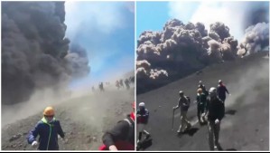 Nuevo video muestra el angustioso escape de turistas tras erupción del volcán Etna en Italia
