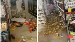 'Quedó la z...': Video muestra desastre en supermercado tras sismo de 6,4 en el norte de Chile