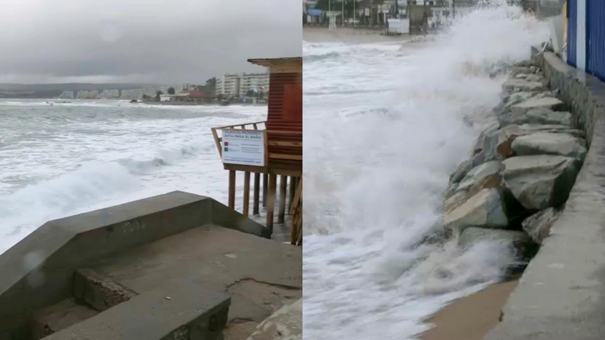 Algarrobo se queda sin playa: Video muestra cómo ha sido afectado por las marejadas en medio del sistema frontal