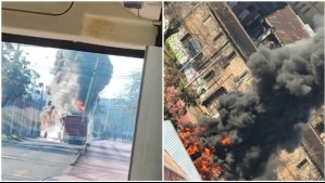 Micro se incendia en las inmediaciones del INBA en el centro de Santiago