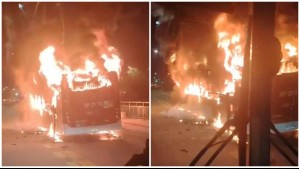 Hombres armados incendian bus RED en Pedro Aguirre Cerda: Intimidaron a conductor y dejaron panfletos