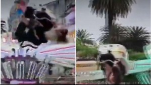 Video muestra peligroso accidente en parque de diversiones: Silla se volcó y menores quedaron colgando