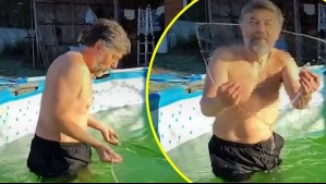Increíble: Hombre se baña en piscina congelada por el frío en Puerto Varas