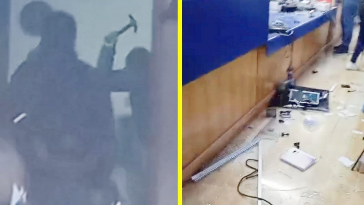 Con un martillo y un machete: Videos muestran a hombre destruyendo oficina del Registro Civil en Salamanca